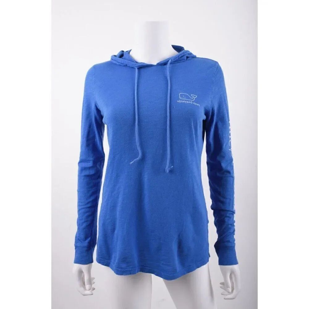 Vineyard Vines Womans T-Shirt Top Size XXS Blue Hooded Whale Logo